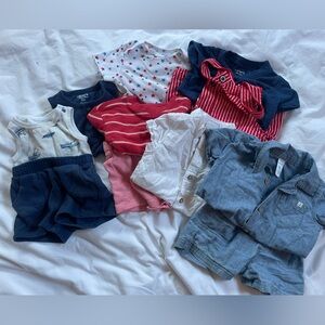 Red, Blue, and White summer baby sets